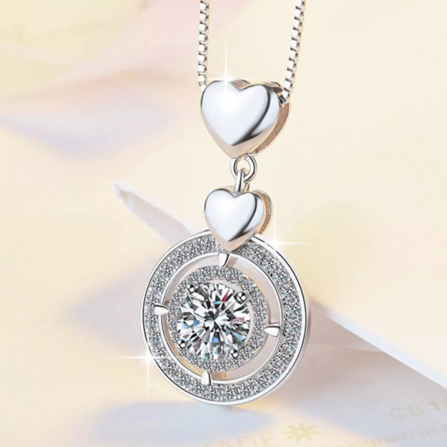 2 Carat Moissanite 925 Sterling Silver Pendant Necklace Silver / onesize Apparel and Accessories