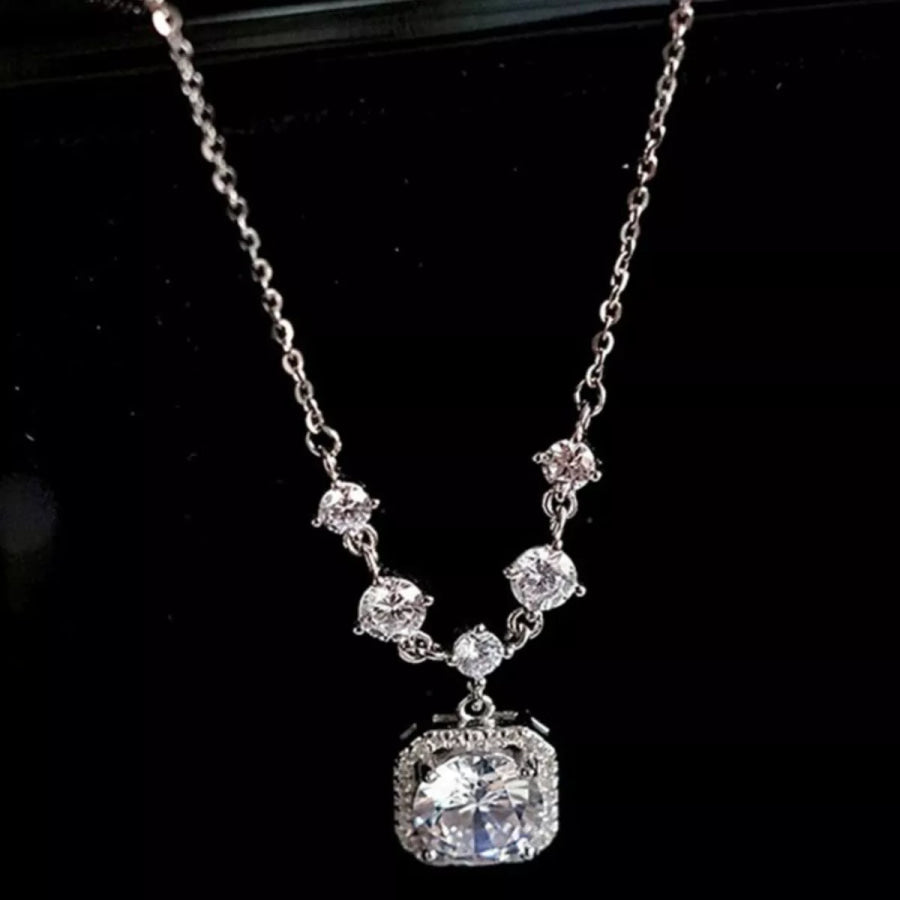 2 Carat Moissanite 925 Sterling Silver Pendant Necklace Silver / onesize Apparel and Accessories