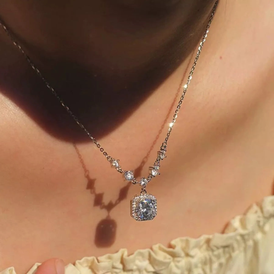 2 Carat Moissanite 925 Sterling Silver Pendant Necklace Silver / onesize Apparel and Accessories
