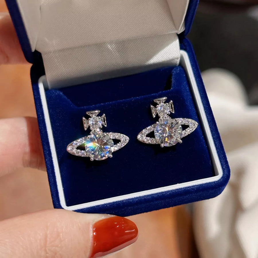 2 Carat Moissanite 925 Sterling Silver Planet Earrings Silver / onesize Apparel and Accessories