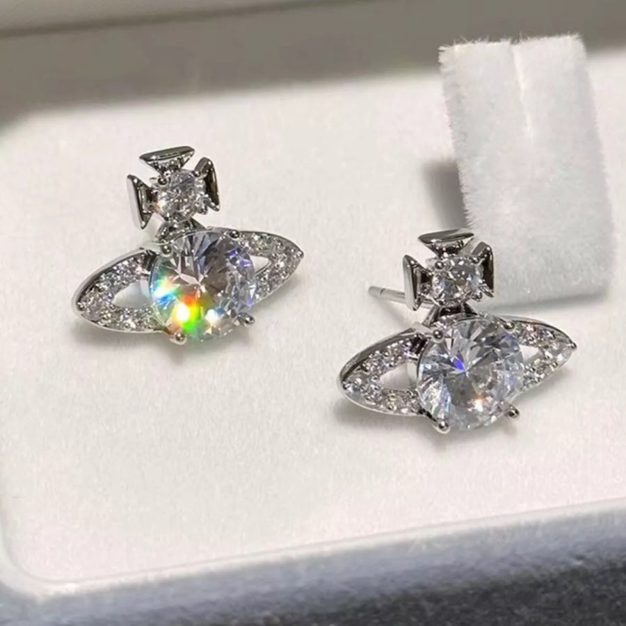 2 Carat Moissanite 925 Sterling Silver Planet Earrings Silver / onesize Apparel and Accessories
