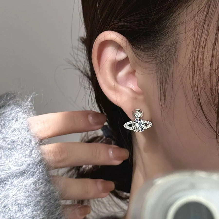 2 Carat Moissanite 925 Sterling Silver Planet Earrings Silver / onesize Apparel and Accessories