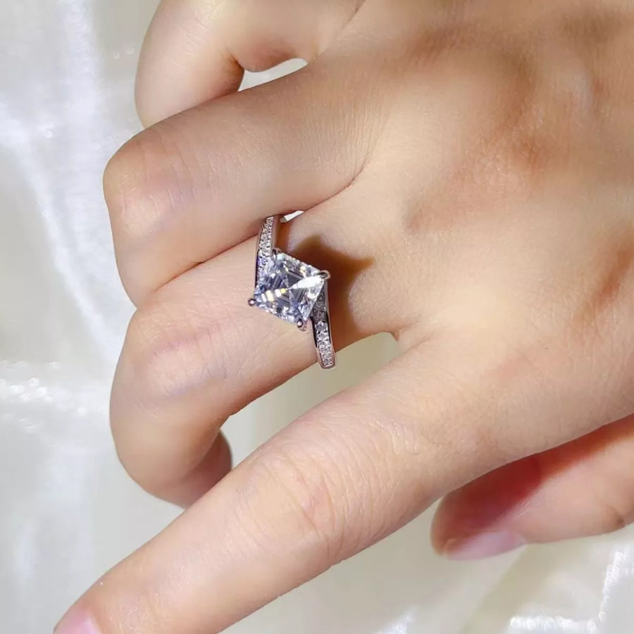 2 Carat Moissanite 925 Sterling Silver Ring Silver / 4.5 Apparel and Accessories