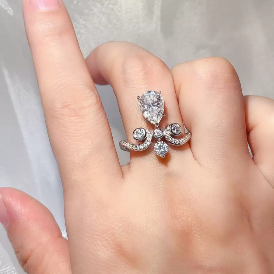 2 Carat Moissanite 925 Sterling Silver Ring Silver / 4.5 Apparel and Accessories