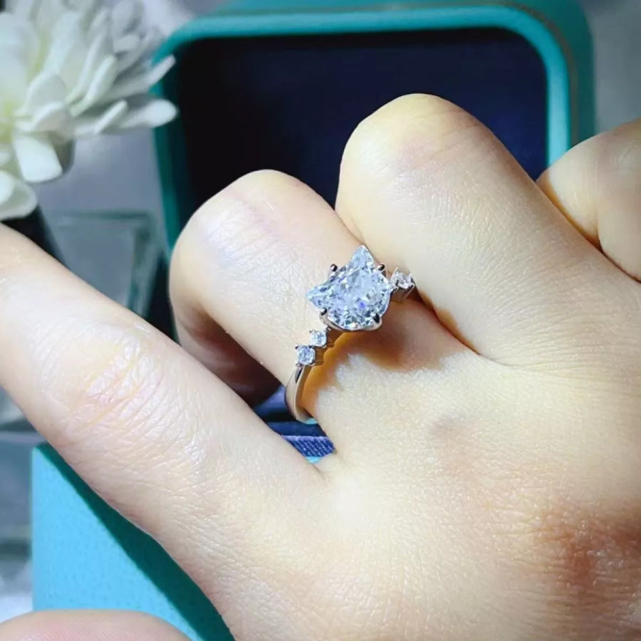 2 Carat Moissanite 925 Sterling Silver Ring Silver / 4.5 Apparel and Accessories
