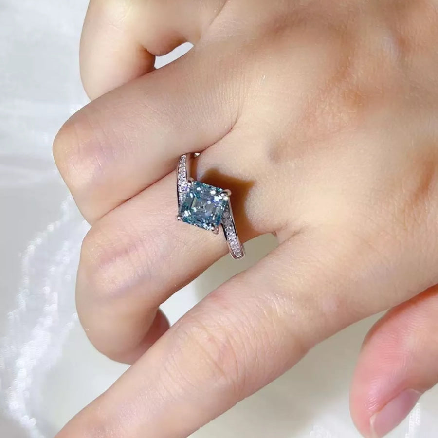 2 Carat Moissanite 925 Sterling Silver Ring Silver / 4.5 Apparel and Accessories