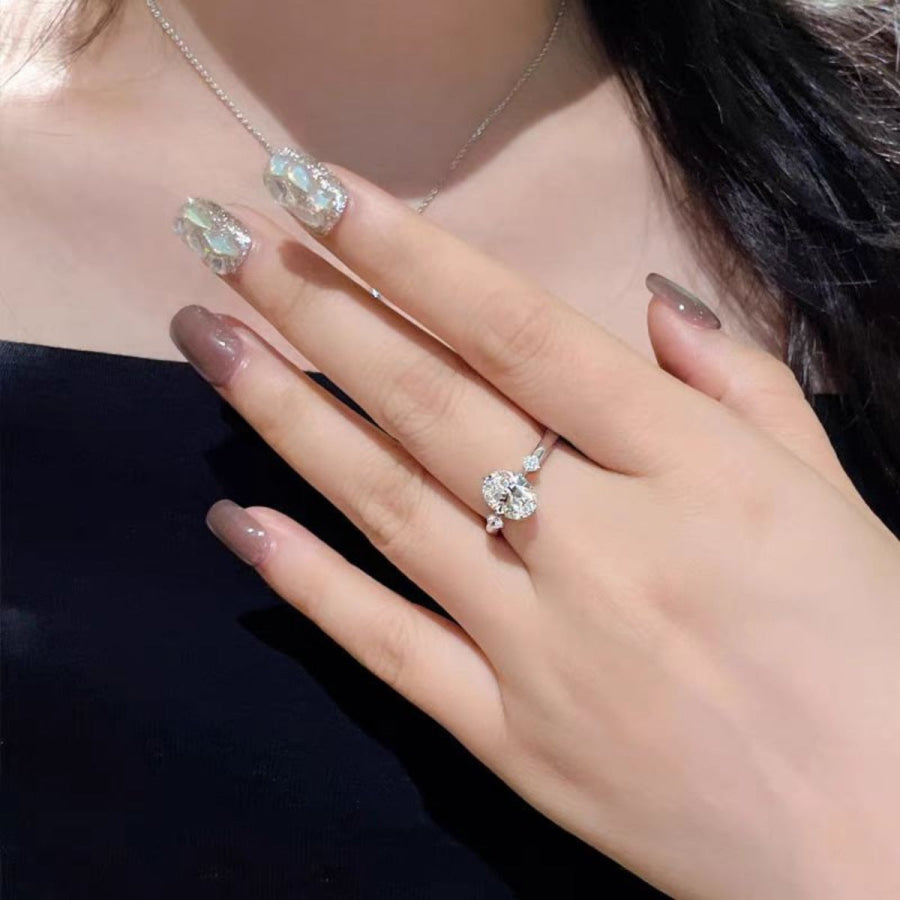 2 Carat Moissanite 925 Sterling Silver Ring Silver / 5 Apparel and Accessories