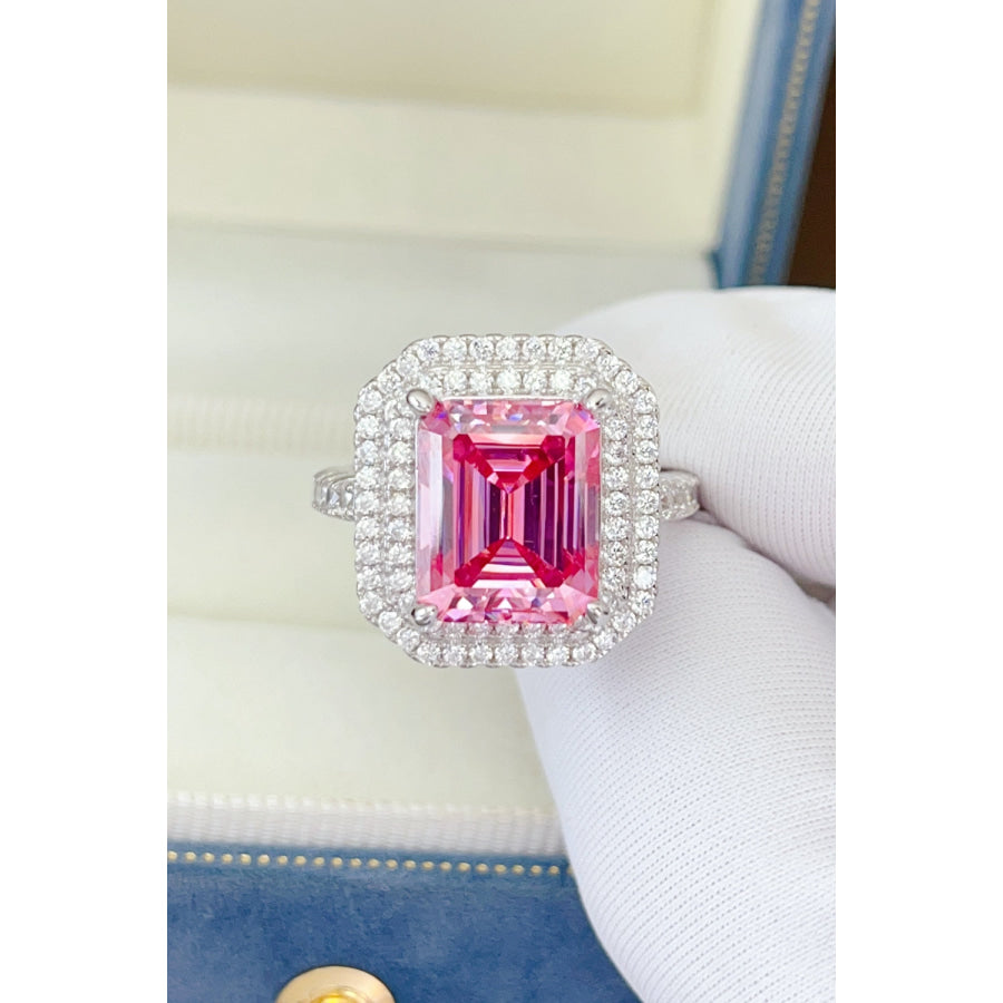 2 Carat Moissanite 925 Sterling Silver Ring Hot Pink / 5 Apparel and Accessories