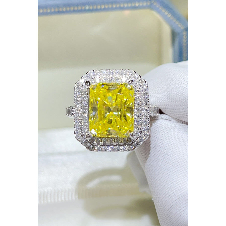 2 Carat Moissanite 925 Sterling Silver Ring Yellow / 5 Apparel and Accessories