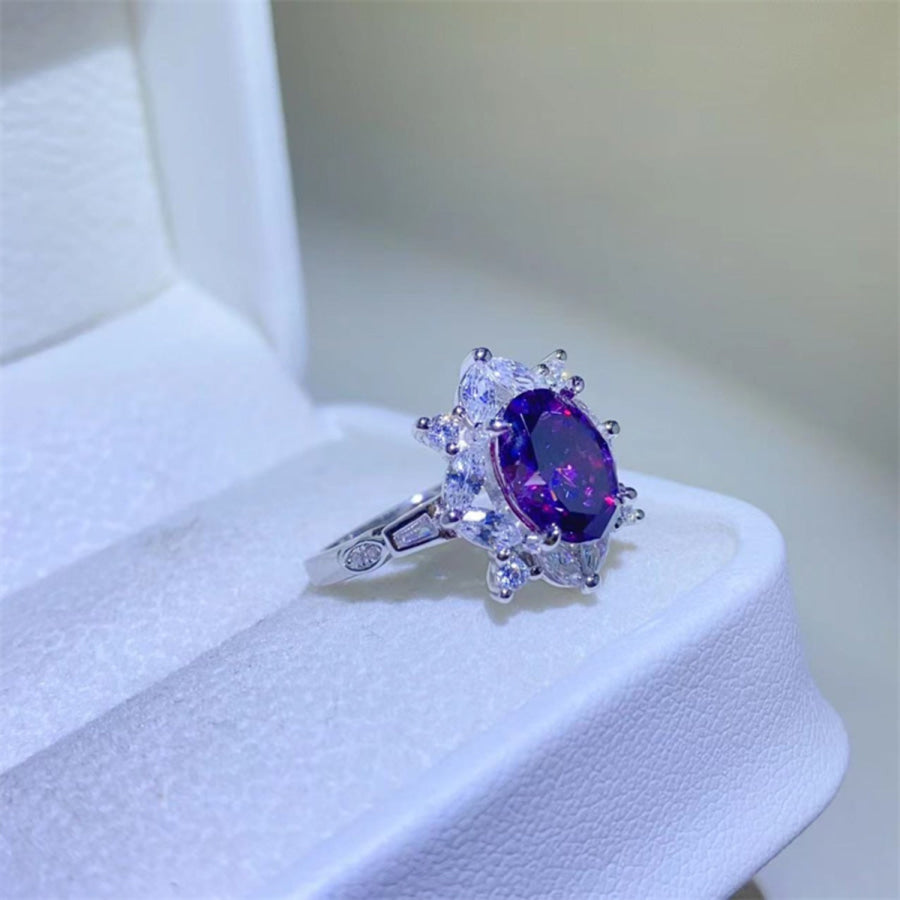 2 Carat Moissanite 925 Sterling Silver Ring Plum / 6 Apparel and Accessories