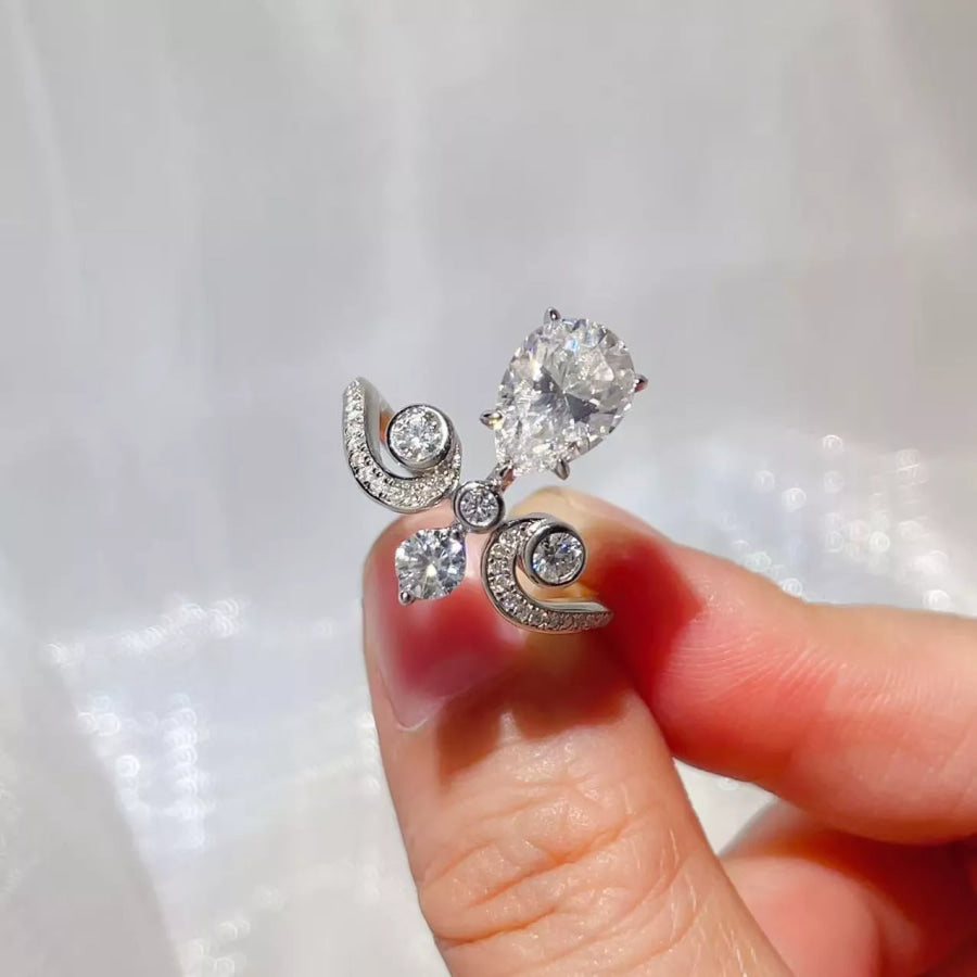 2 Carat Moissanite 925 Sterling Silver Ring Silver / 4.5 Apparel and Accessories