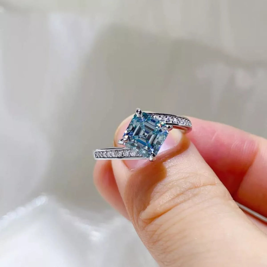2 Carat Moissanite 925 Sterling Silver Ring Silver / 4.5 Apparel and Accessories