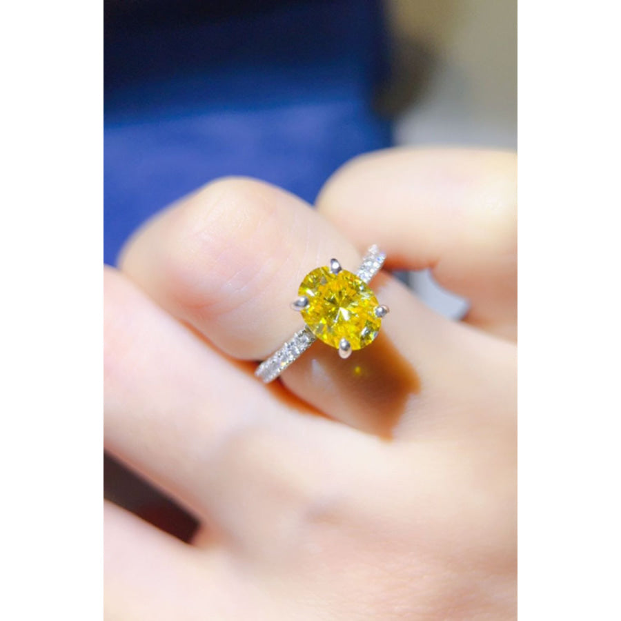 2 Carat Moissanite 925 Sterling Silver Ring Yellow / 5 Apparel and Accessories