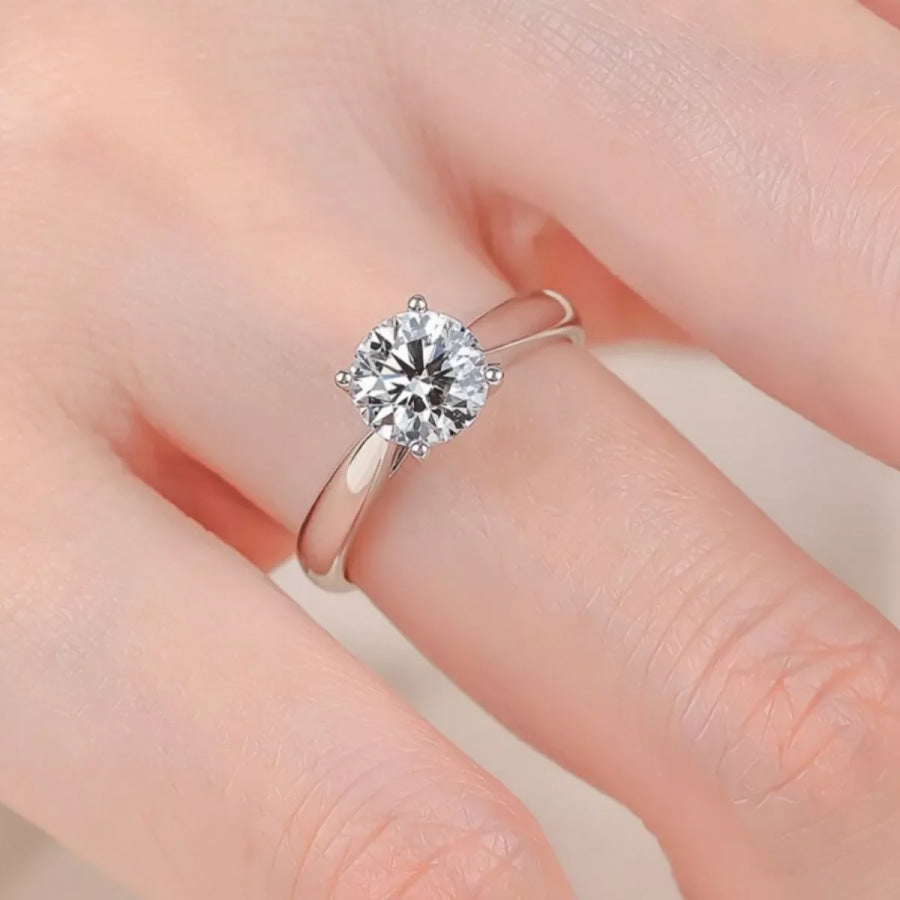 2 Carat Moissanite 925 Sterling Silver Ring Silver / One Size Apparel and Accessories