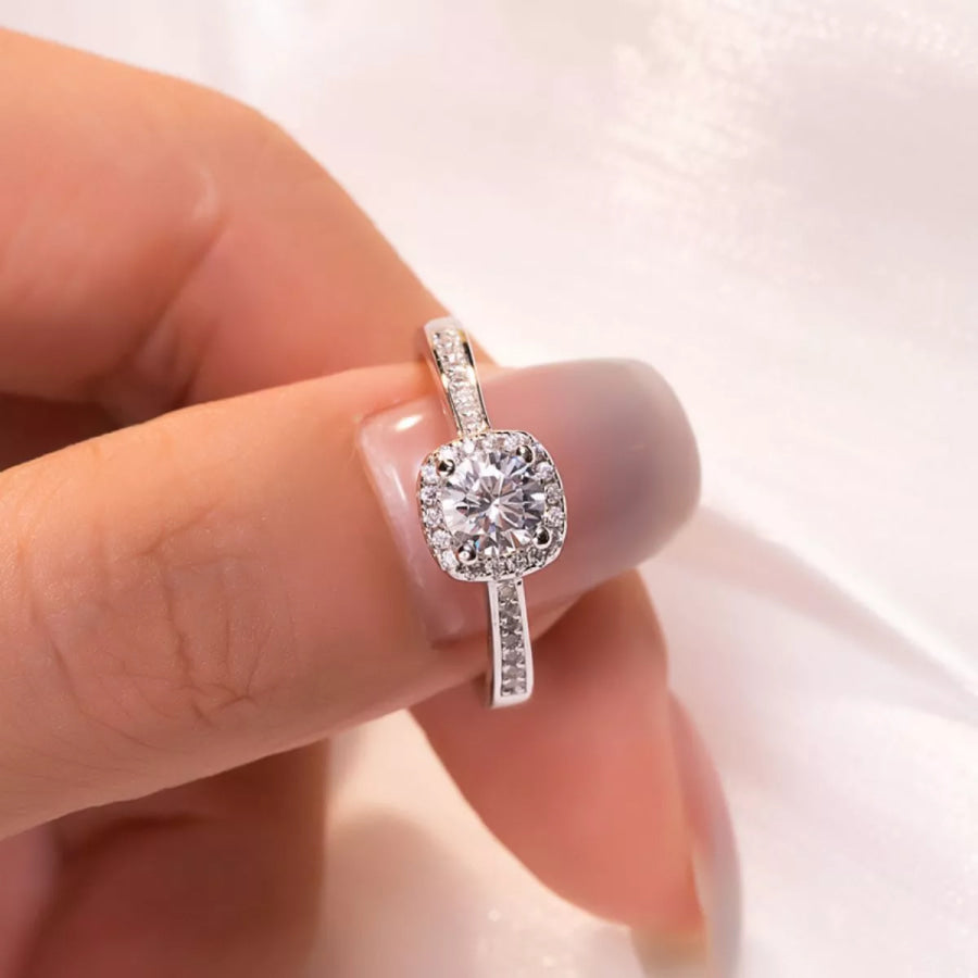 2 Carat Moissanite 925 Sterling Silver Ring Silver / One Size Apparel and Accessories