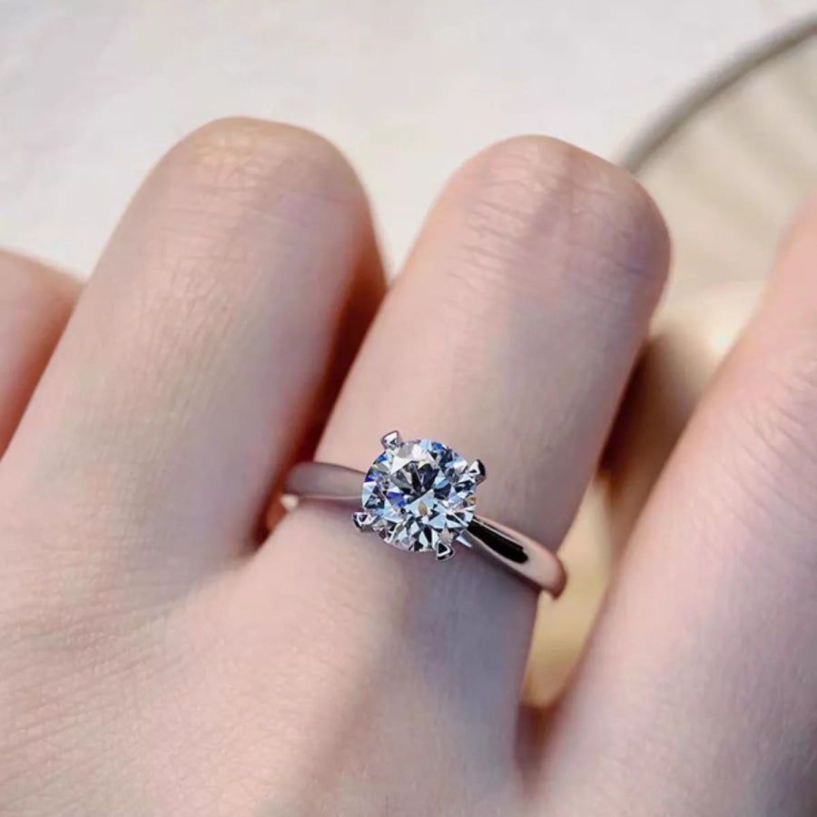 2 Carat Moissanite 925 Sterling Silver Ring Silver / One Size Apparel and Accessories