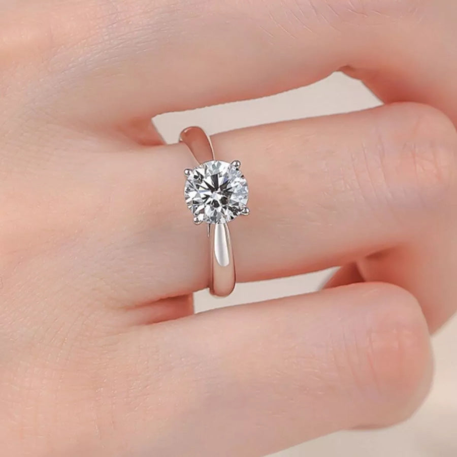 2 Carat Moissanite 925 Sterling Silver Ring Silver / One Size Apparel and Accessories