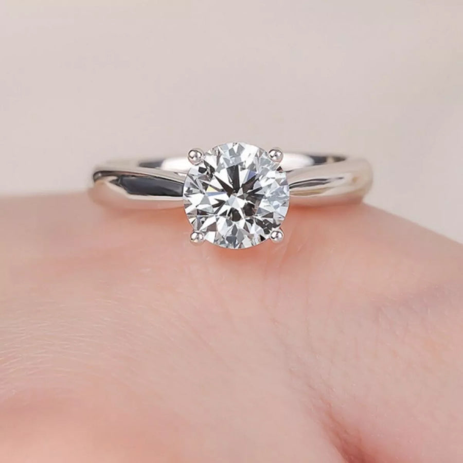 2 Carat Moissanite 925 Sterling Silver Ring Silver / One Size Apparel and Accessories