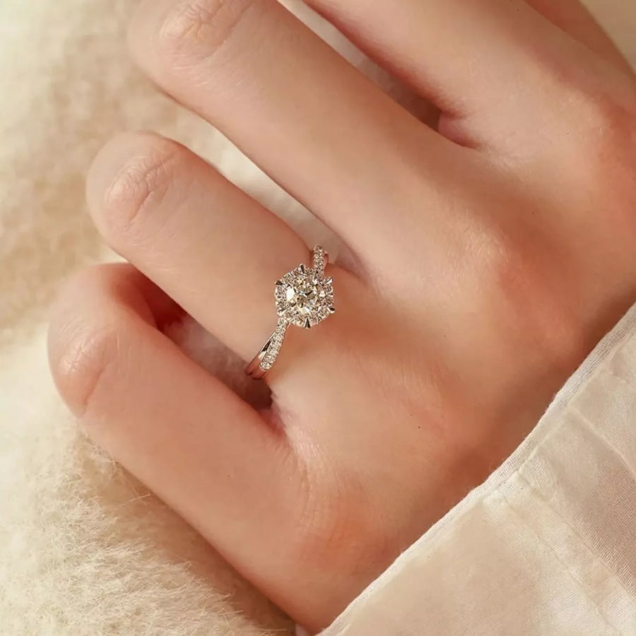 2 Carat Moissanite 925 Sterling Silver Ring Silver / One Size Apparel and Accessories
