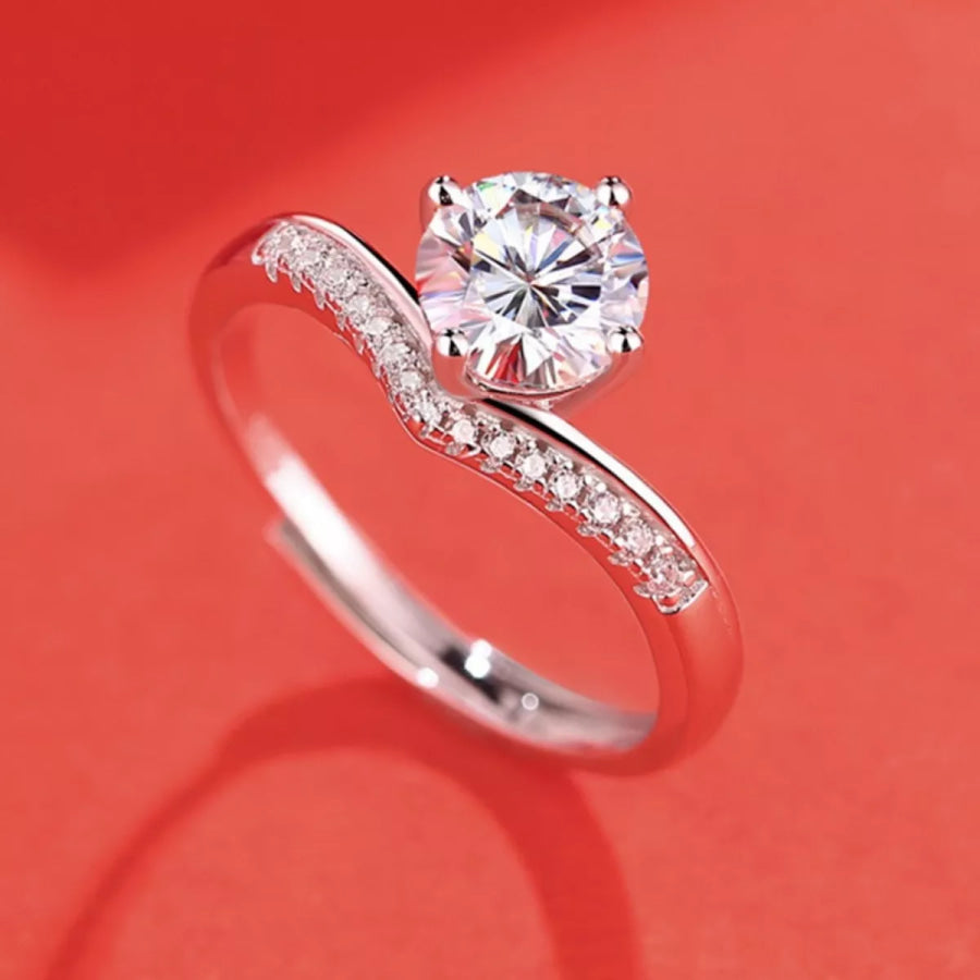 2 Carat Moissanite 925 Sterling Silver Ring Silver / One Size Apparel and Accessories