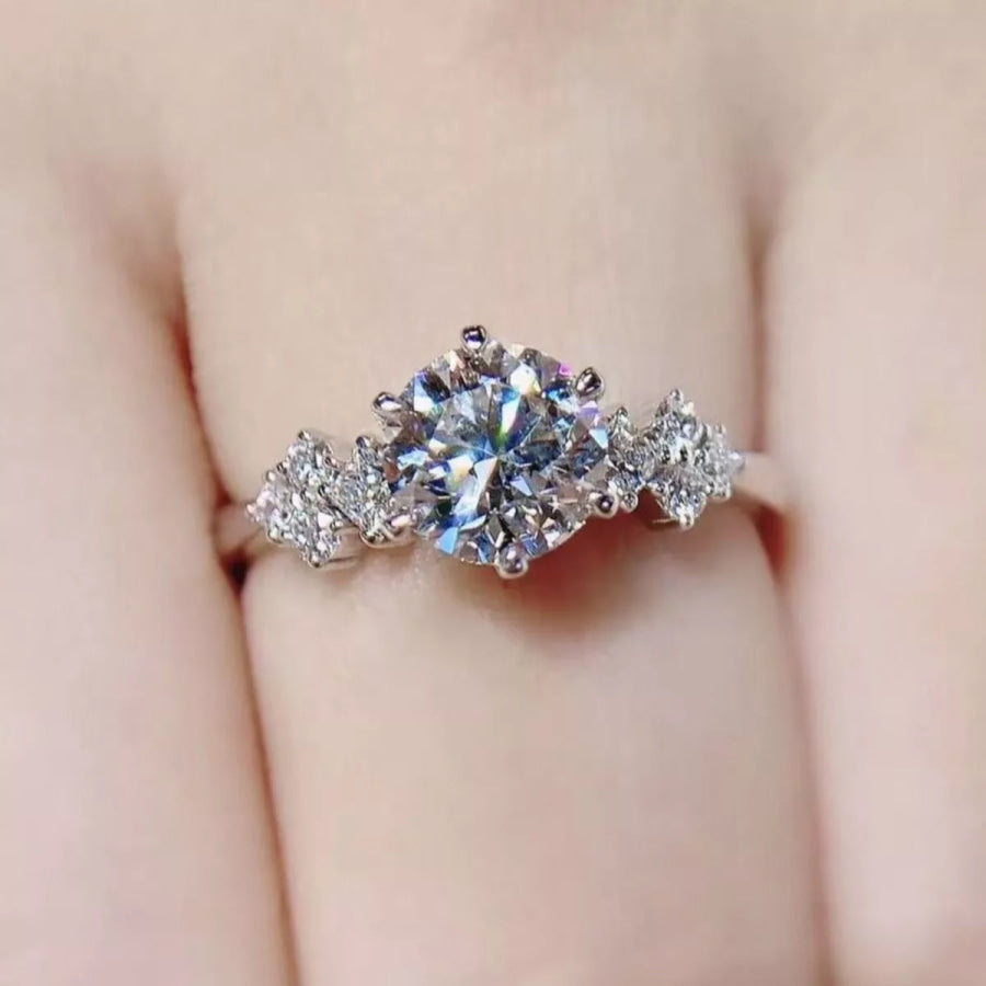 2 Carat Moissanite 925 Sterling Silver Ring Silver / One Size Apparel and Accessories
