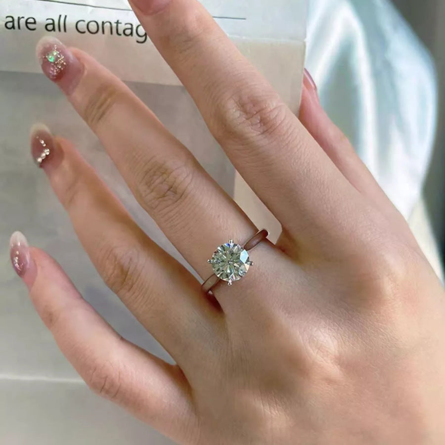 2 Carat Moissanite 925 Sterling Silver Ring Silver / One Size Apparel and Accessories