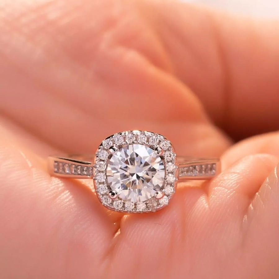 2 Carat Moissanite 925 Sterling Silver Ring Silver / One Size Apparel and Accessories