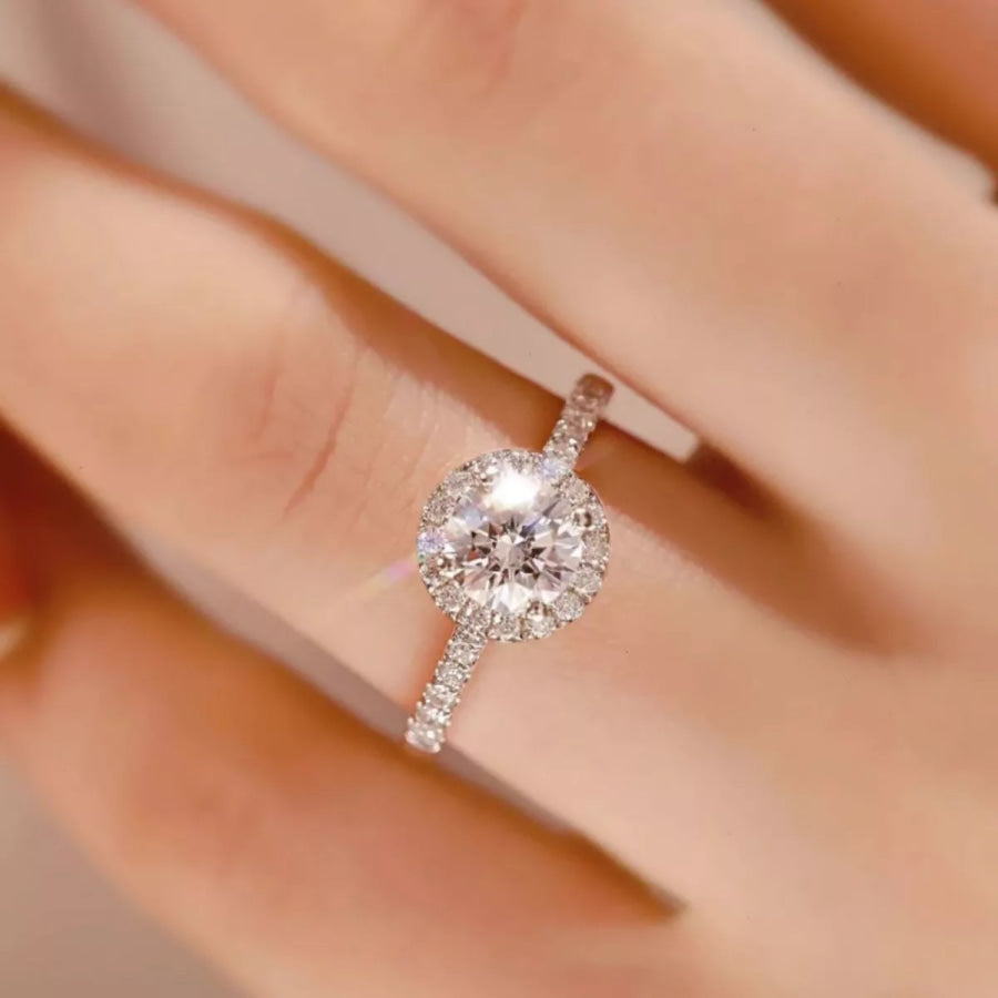 2 Carat Moissanite 925 Sterling Silver Ring Silver / One Size Apparel and Accessories