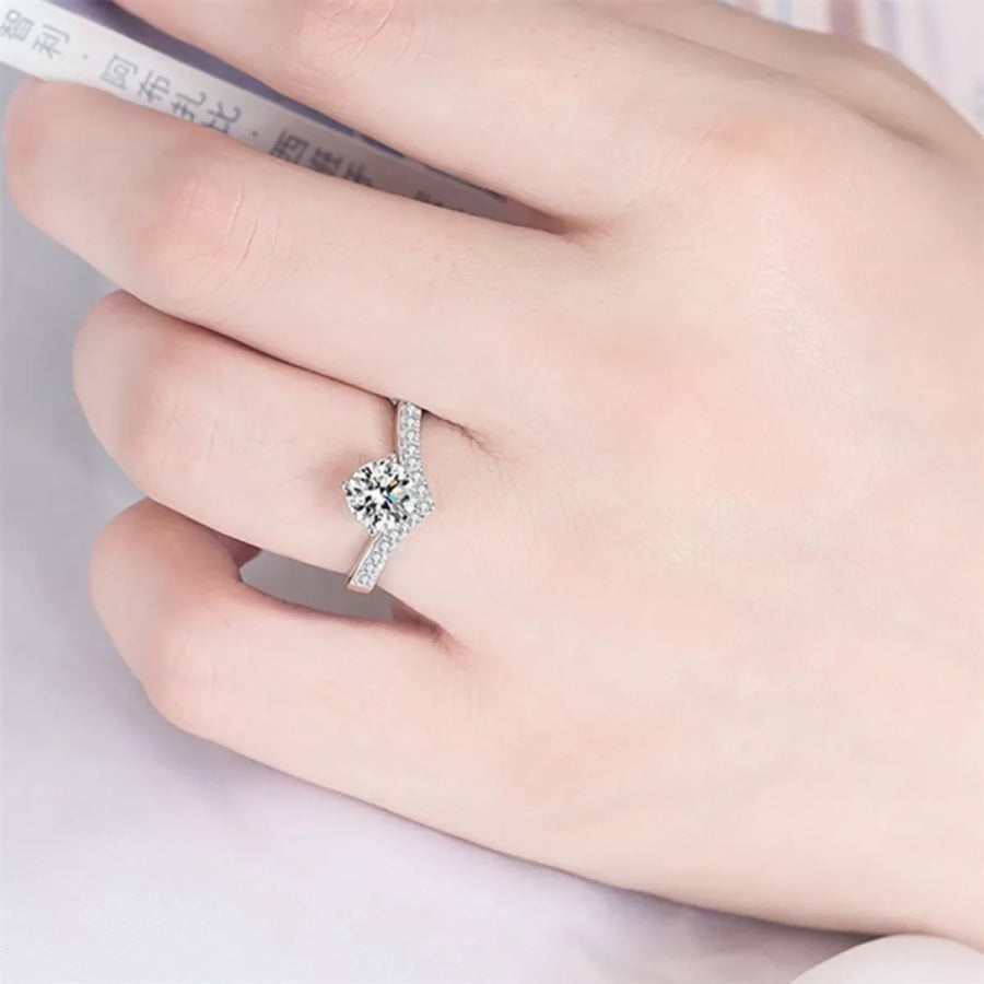 2 Carat Moissanite 925 Sterling Silver Ring Silver / One Size Apparel and Accessories