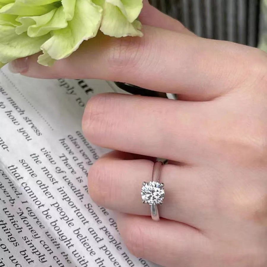2 Carat Moissanite 925 Sterling Silver Ring Silver / One Size Apparel and Accessories