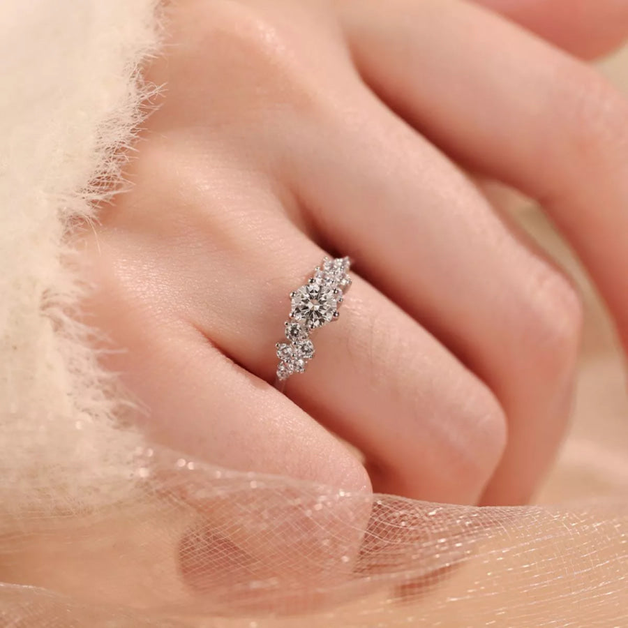 2 Carat Moissanite 925 Sterling Silver Ring Silver / One Size Apparel and Accessories