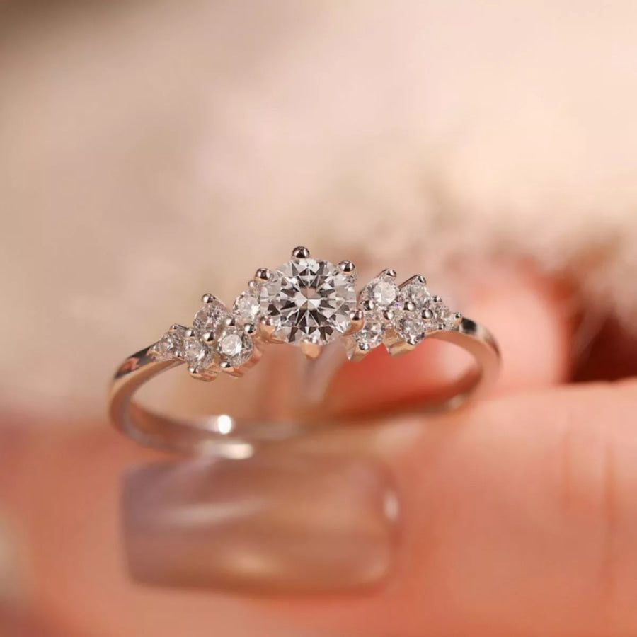 2 Carat Moissanite 925 Sterling Silver Ring Silver / One Size Apparel and Accessories