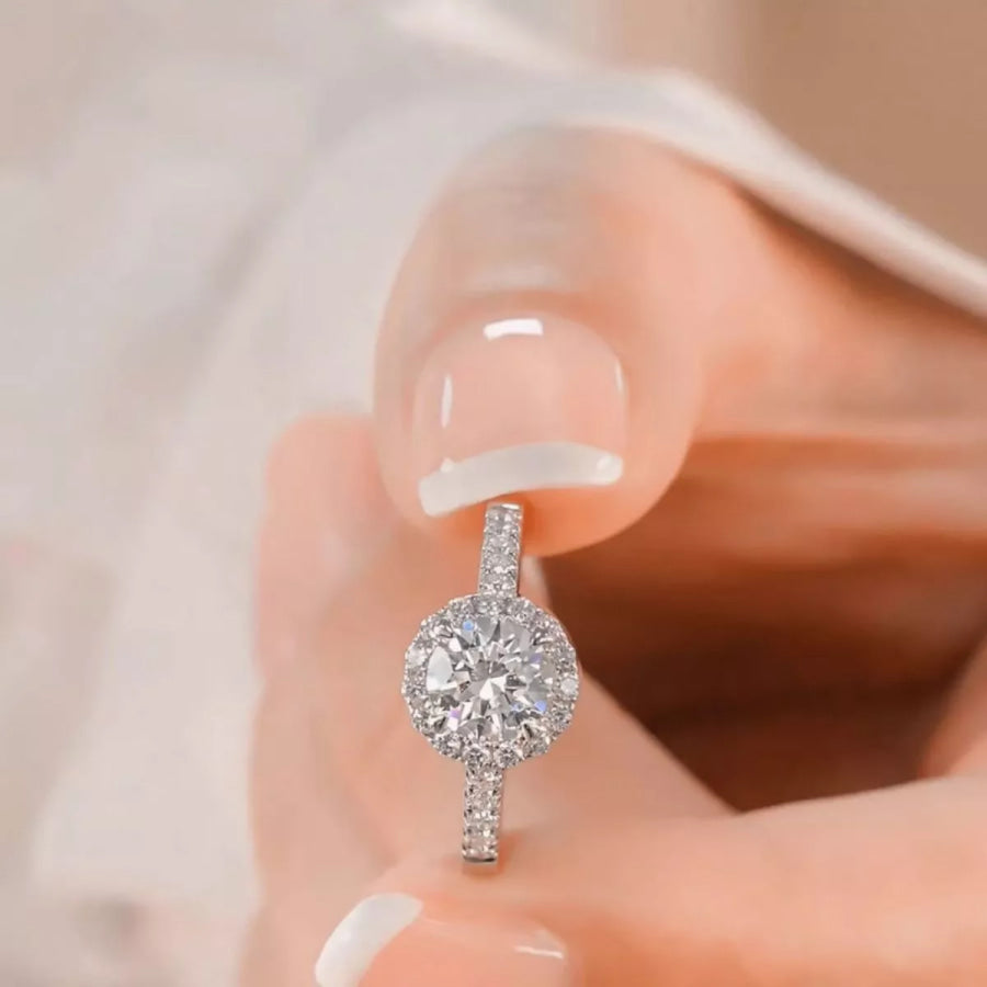2 Carat Moissanite 925 Sterling Silver Ring Silver / One Size Apparel and Accessories