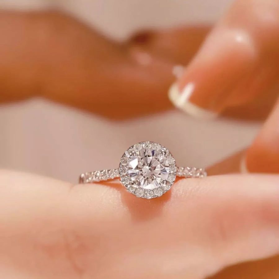 2 Carat Moissanite 925 Sterling Silver Ring Silver / One Size Apparel and Accessories