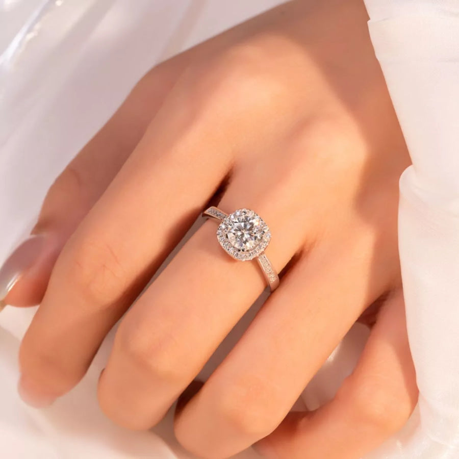 2 Carat Moissanite 925 Sterling Silver Ring Silver / One Size Apparel and Accessories
