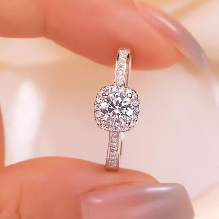 2 Carat Moissanite 925 Sterling Silver Ring Silver / One Size Apparel and Accessories