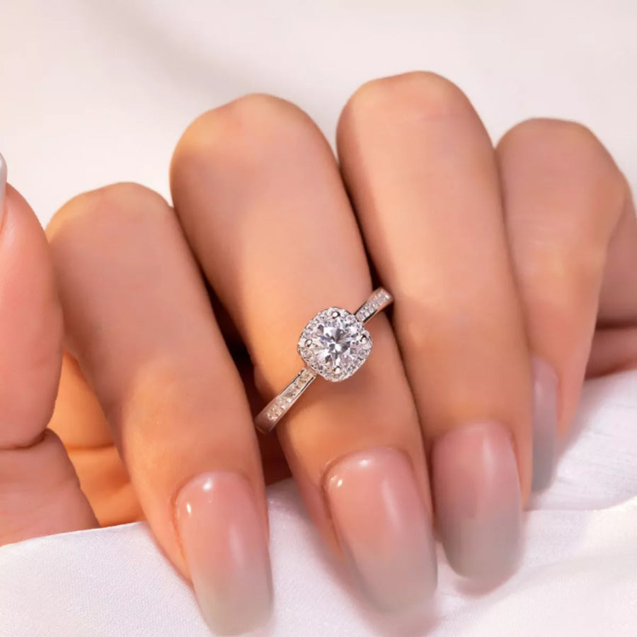 2 Carat Moissanite 925 Sterling Silver Ring Silver / One Size Apparel and Accessories