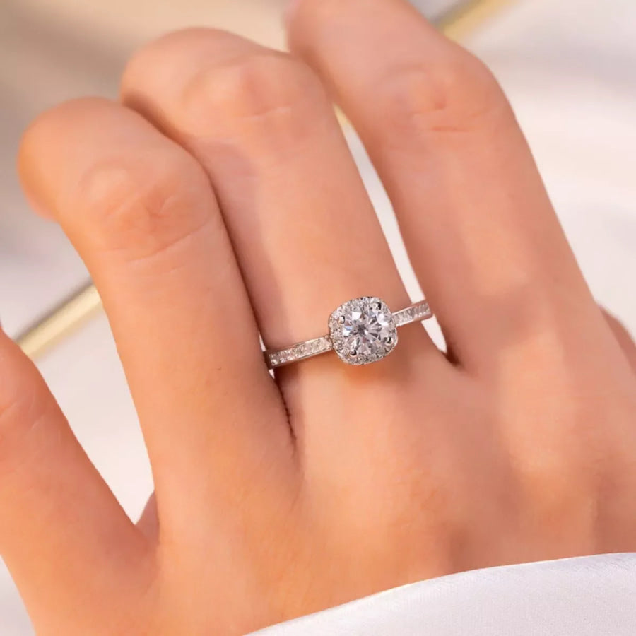 2 Carat Moissanite 925 Sterling Silver Ring Silver / One Size Apparel and Accessories