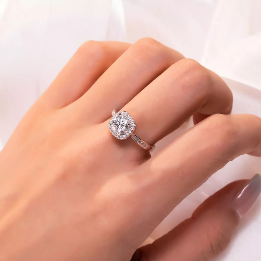 2 Carat Moissanite 925 Sterling Silver Ring Silver / One Size Apparel and Accessories