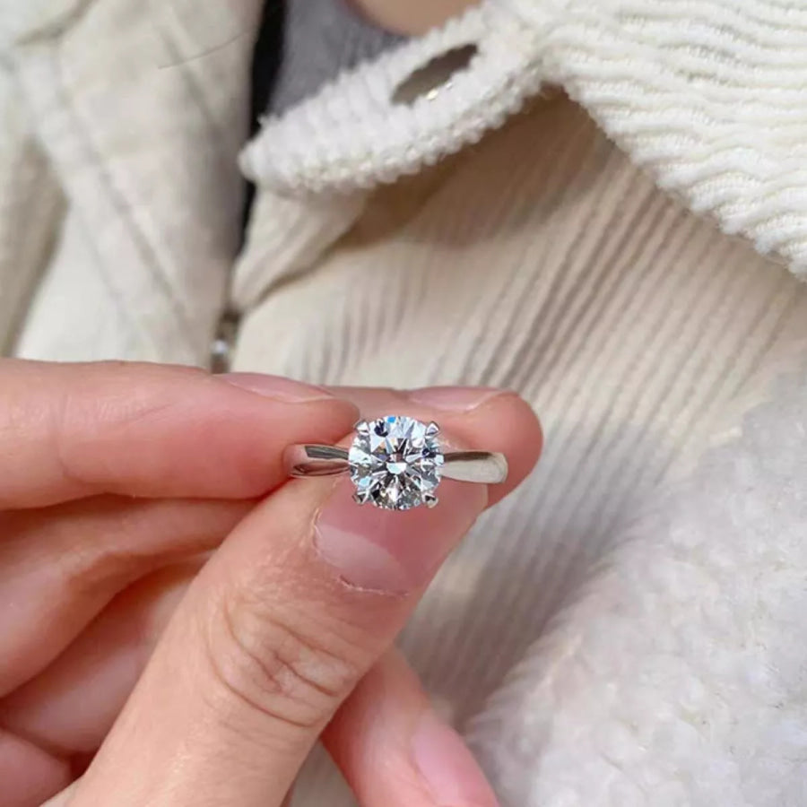 2 Carat Moissanite 925 Sterling Silver Ring Silver / One Size Apparel and Accessories