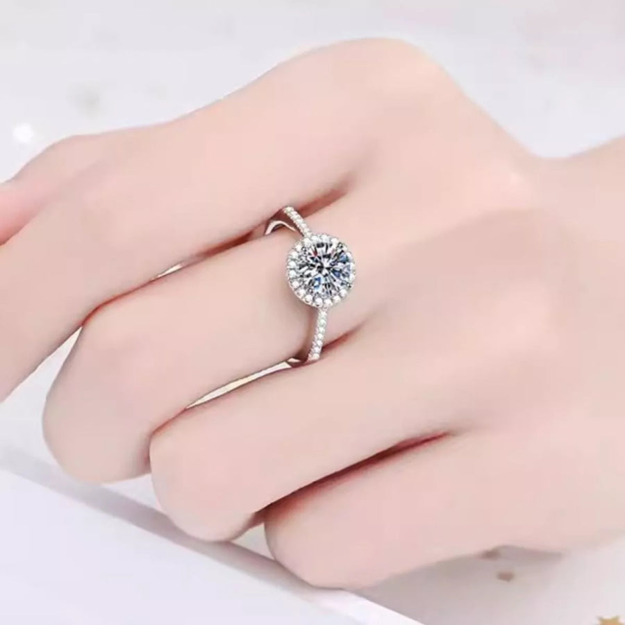 2 Carat Moissanite 925 Sterling Silver Ring Silver / One Size Apparel and Accessories