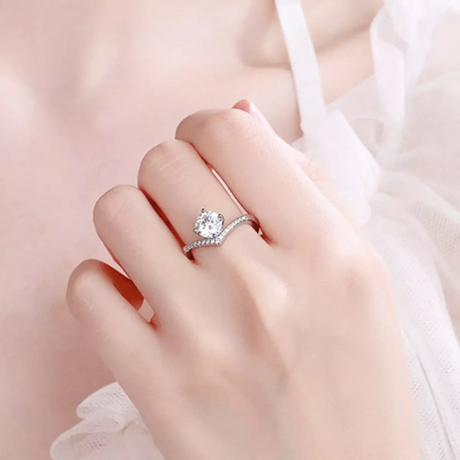 2 Carat Moissanite 925 Sterling Silver Ring Silver / One Size Apparel and Accessories