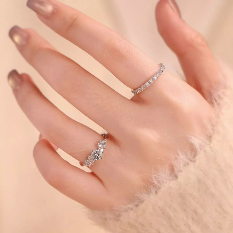 2 Carat Moissanite 925 Sterling Silver Ring Silver / One Size Apparel and Accessories