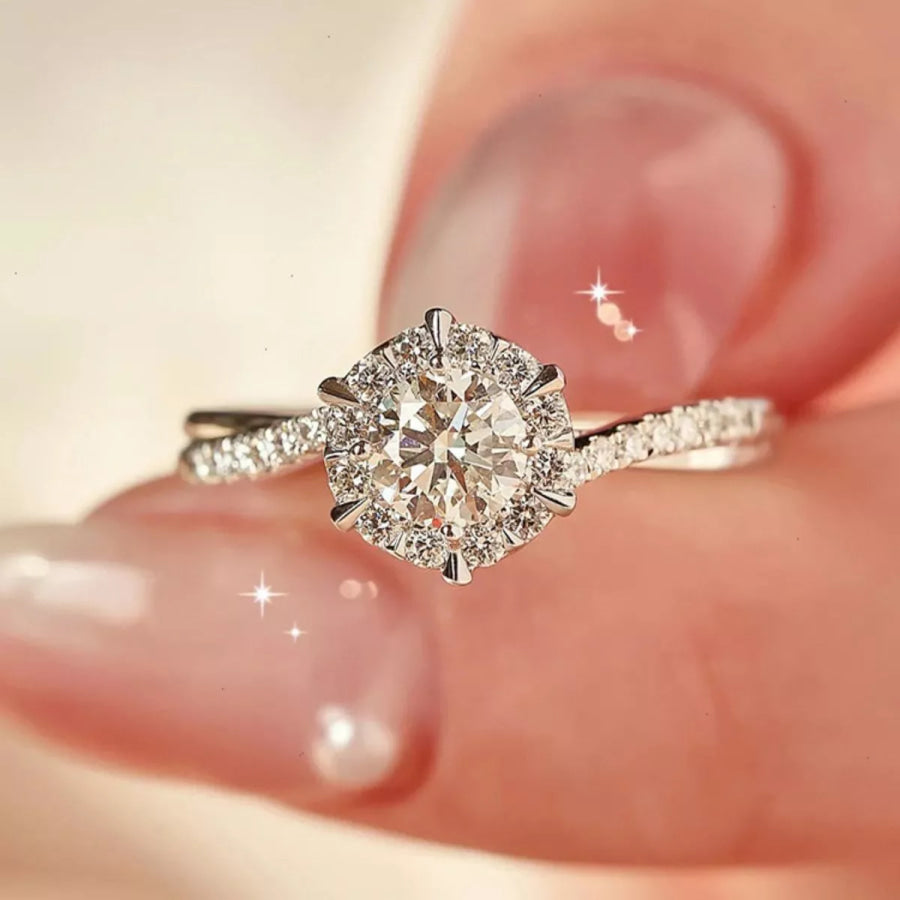 2 Carat Moissanite 925 Sterling Silver Ring Silver / One Size Apparel and Accessories