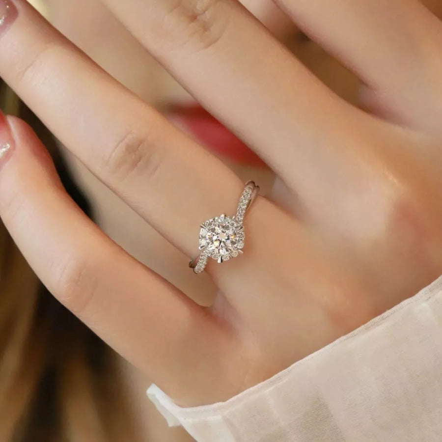 2 Carat Moissanite 925 Sterling Silver Ring Silver / One Size Apparel and Accessories