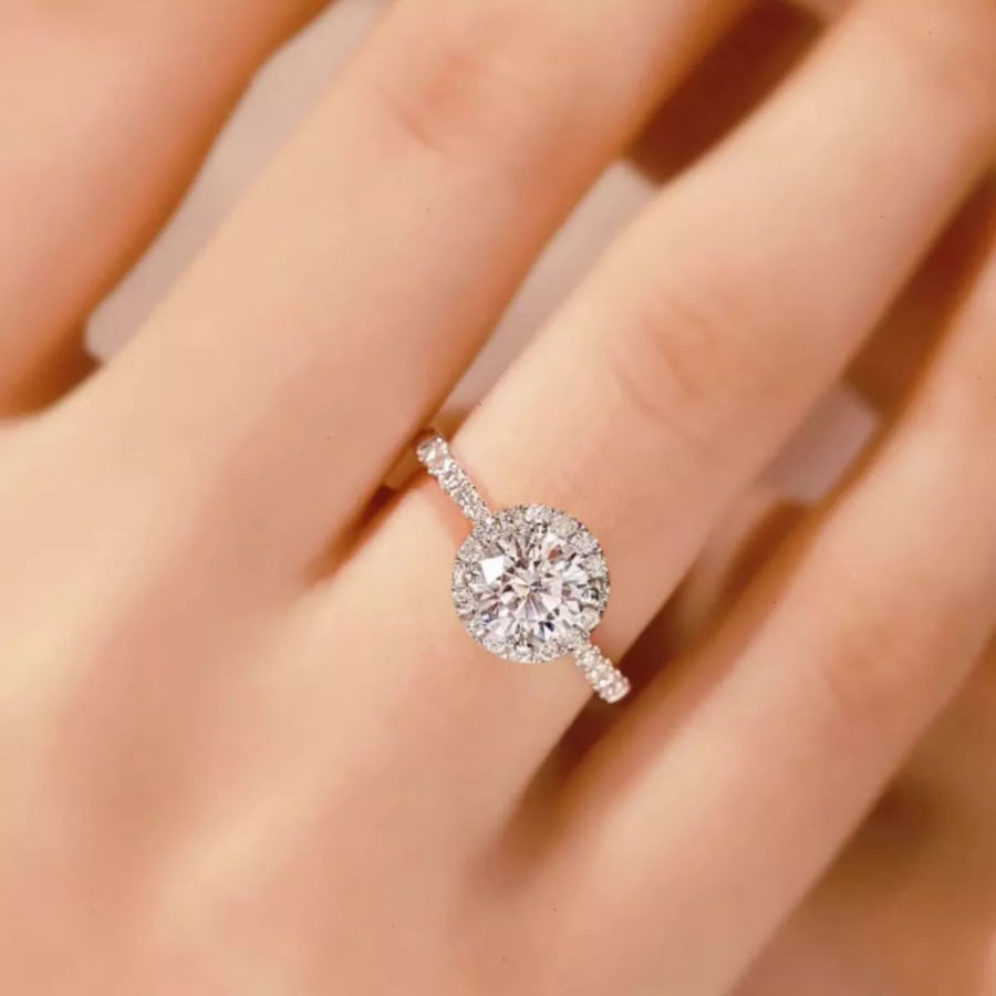 2 Carat Moissanite 925 Sterling Silver Ring Silver / One Size Apparel and Accessories
