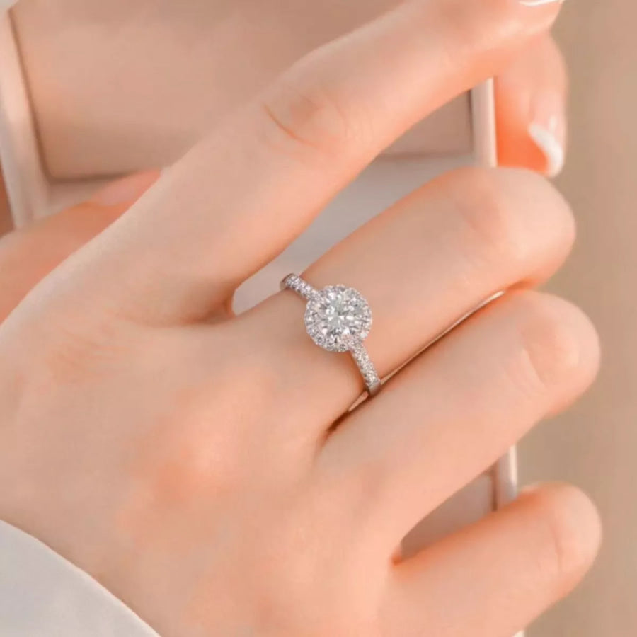 2 Carat Moissanite 925 Sterling Silver Ring Silver / One Size Apparel and Accessories