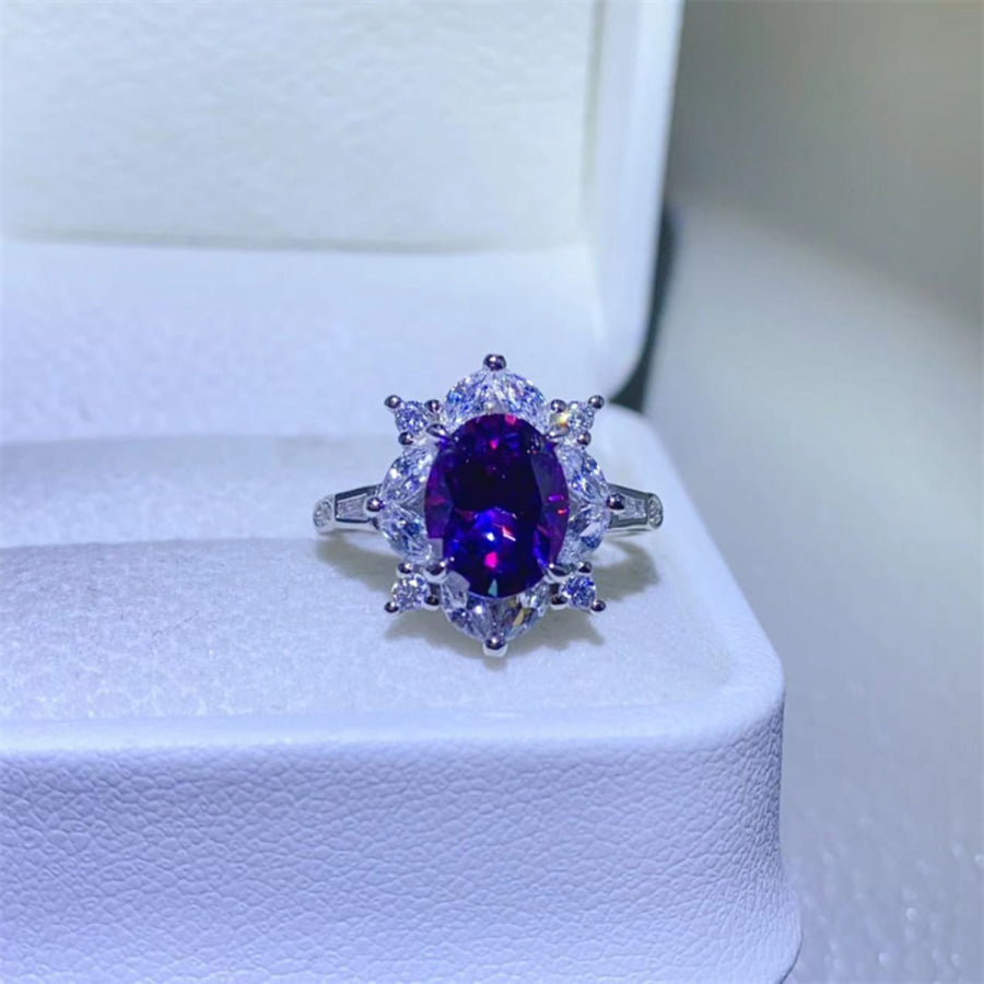 2 Carat Moissanite 925 Sterling Silver Ring Plum / 6 Apparel and Accessories