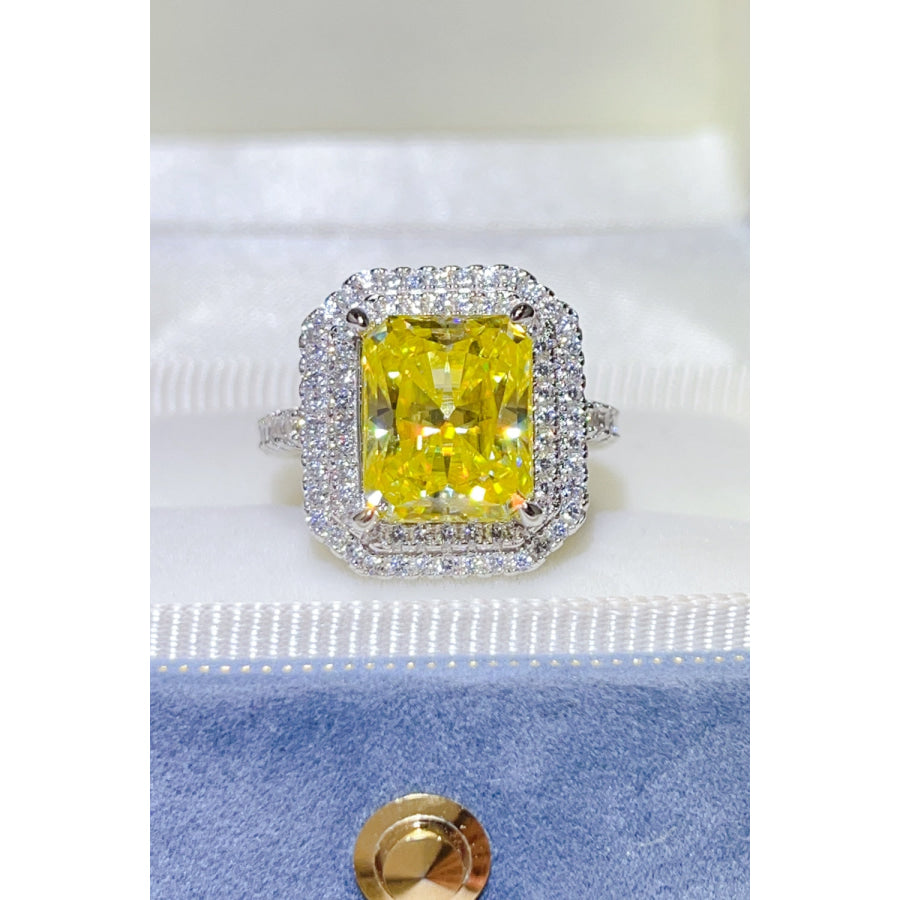 2 Carat Moissanite 925 Sterling Silver Ring Yellow / 5 Apparel and Accessories