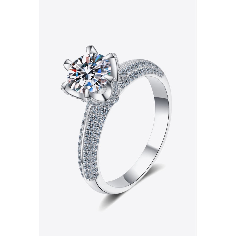 2 Carat Moissanite 925 Sterling Silver Side Stone Ring